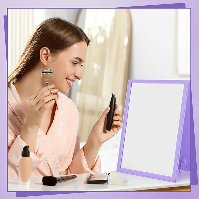 Foldable Portable Full Length Mirror for Dorm Dance Backstage Camping Travel Hanging Folding Makeup Body Mirror for Dancers Artists Home Aestheticians Spa(Purple,33.5" X 13.4")