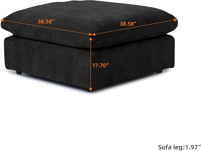 WJShome Modern Ottoman Module for Living Room, Cushion Covers Removable, Minimalist Comfy Breathable Footstool,Black
