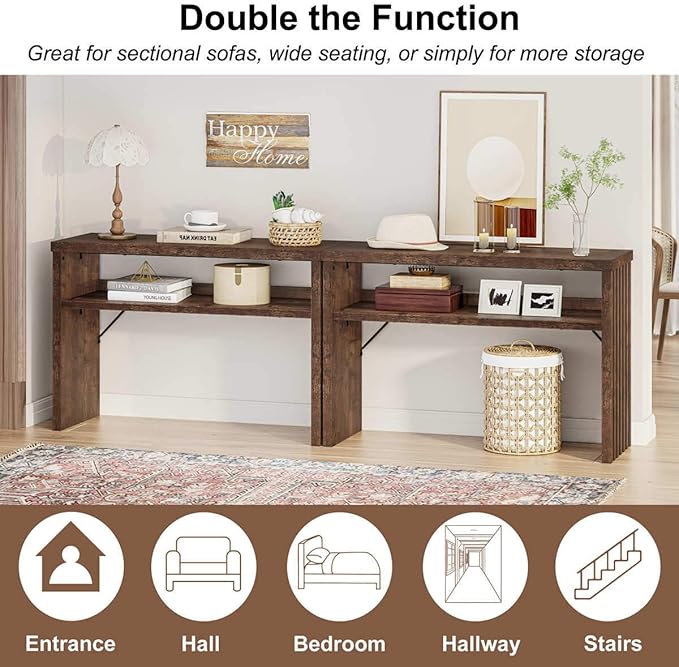 BON AUGURE Entryway Table, Console Table Behind Couch, Wood Sofa Tables with Shelf for Living Room, Farmhouse Entry Tables for Hallway Foyer (Rustic Oak, 47 Inches)