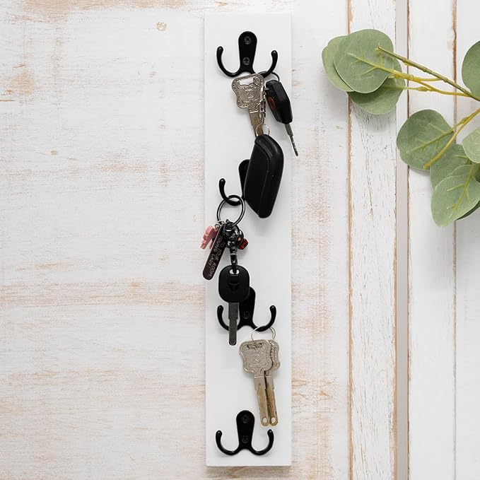 Vertical Wall-Mounted Key Holder – Stylish Entryway Hook Rack, Perfect for Narrow Spaces – Ideal Storage Solution for Keys, Scarves, Wallets, Belts, and Dog Leashes – Rustic Wood Key Hanger