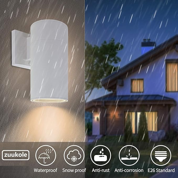 Outdoor Wall Lamp, Exterior Lighting Fixture - ETL Listed, Aluminum Waterproof Wall Mount Cylinder Design - Up/Down Light Fixture for Porch, Backyard or Patio