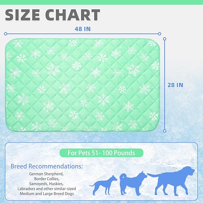 KOOLTAIL Dog Cooling Mat, 48''*28'' Upgraded Extra Large Cooling Pet Pad for Dogs Cats, Summer Dog Blanket Kennel with Non- Slip Bottom, Washable Mats for Bed Sofa Crate Playpen Outdoor Indoor
