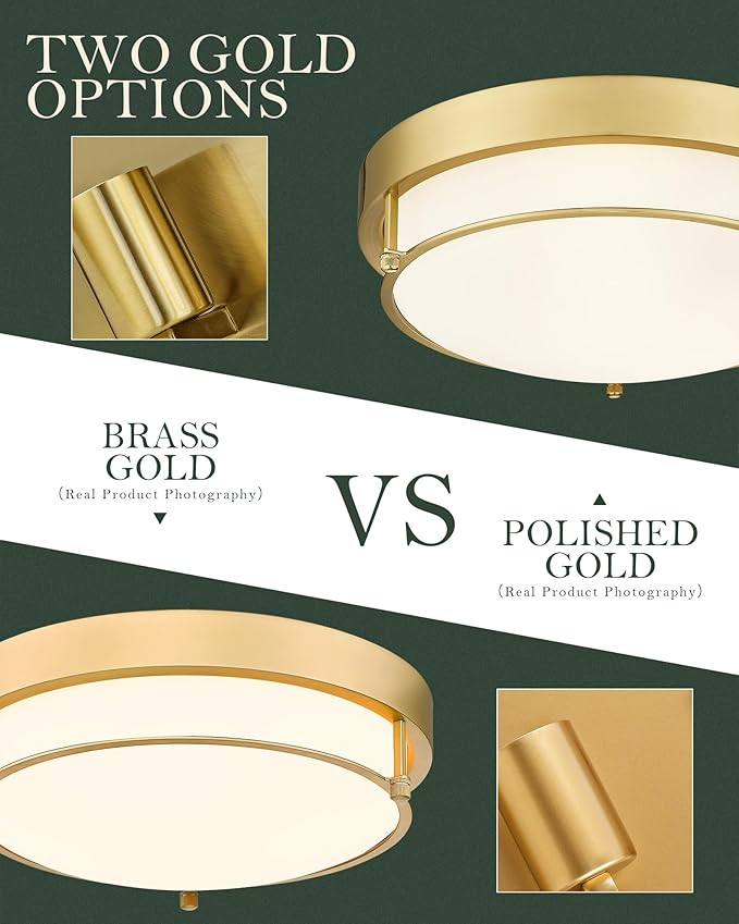 16" Flush Mount Ceiling Light, Farmhouse Style, Frosted Glass Shade,Brass Gold, for Living Room, Bedroom, Dining – CKCL4822-3W-BB