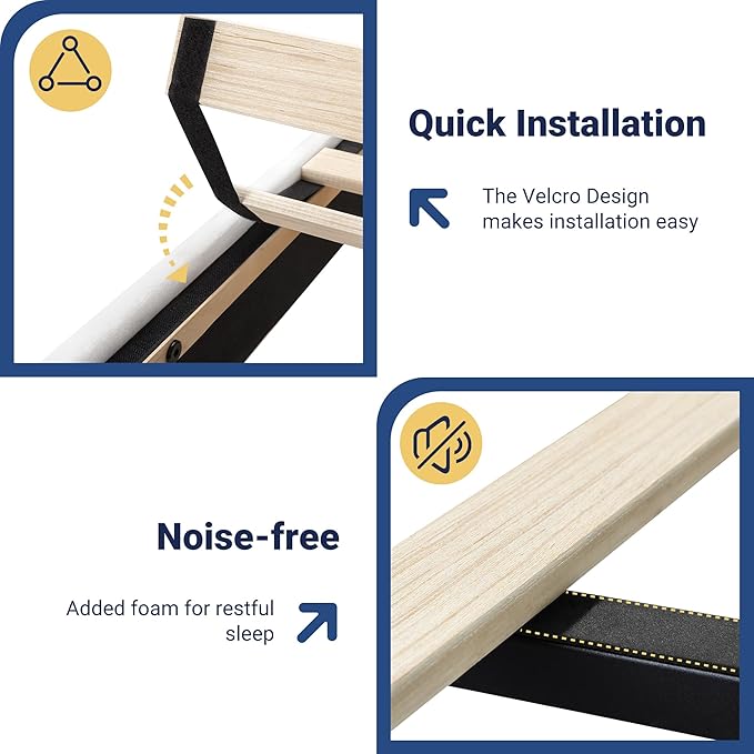 Allewie Upholstered King Size Platform Bed Frame with LED Light and Charging Station, Button Tufted High Headboard, Wingback Design, Noise Free, Easy Assembly, No Box Spring Needed, White