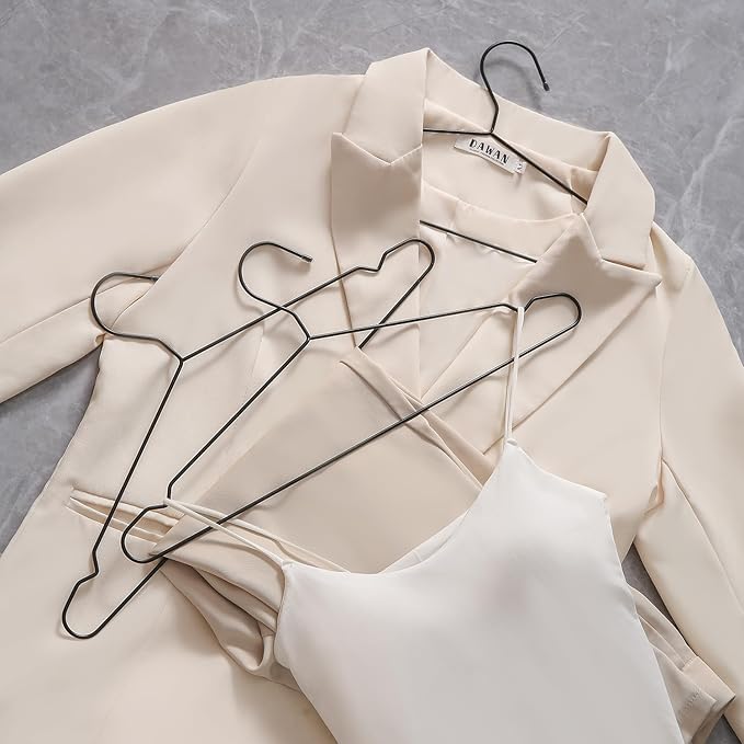 17.7" Strong Metal Wire Clothes Hangers, Coat Hanger Rack, Standard Suit Hangers, Metal Shirt Dress Hanger, 30 Pack, Black