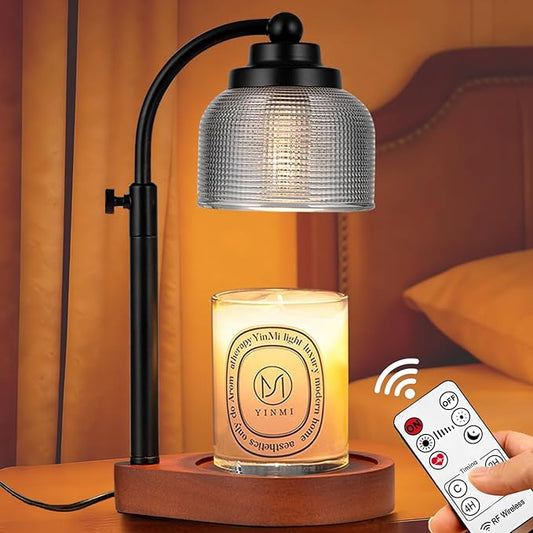 Candle Warmer Lamp Remote Control, Timer and Dimmer, Birthday Gifts for Women Mom Sister, House Warming Gifts Vintage Home Decor, Adjustable Height Wax Melt Warmer for Jar Candles with 2 Bulbs