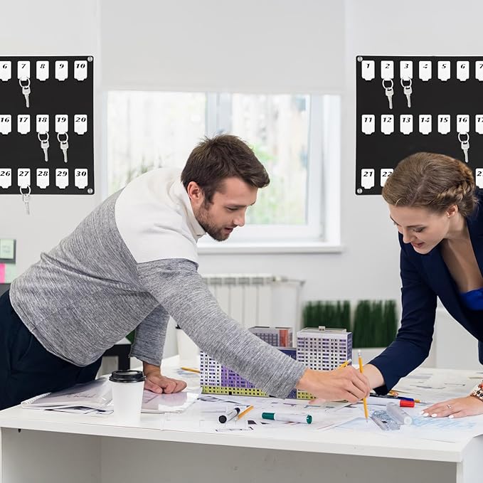 Acrylic Key Board with 30 No. Hooks Wall Mount Key Rack Holder Hanger Storage Collection for School, Garage, Car Dealer, Office, Hotel, Real Estate(Black)