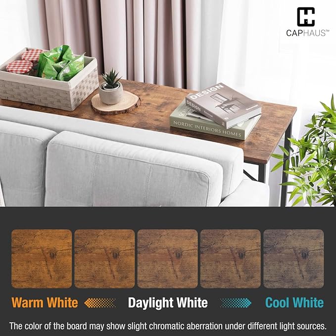 CAPHAUS 41” Classic Console Table w/ 2 Outlets, USB & Type-C Ports for Entryway, Modern Snack Entrance Sofa Tableau w/Charging Station, Living Room Accent Behind Couch Plant Mesa, Rustic Oak