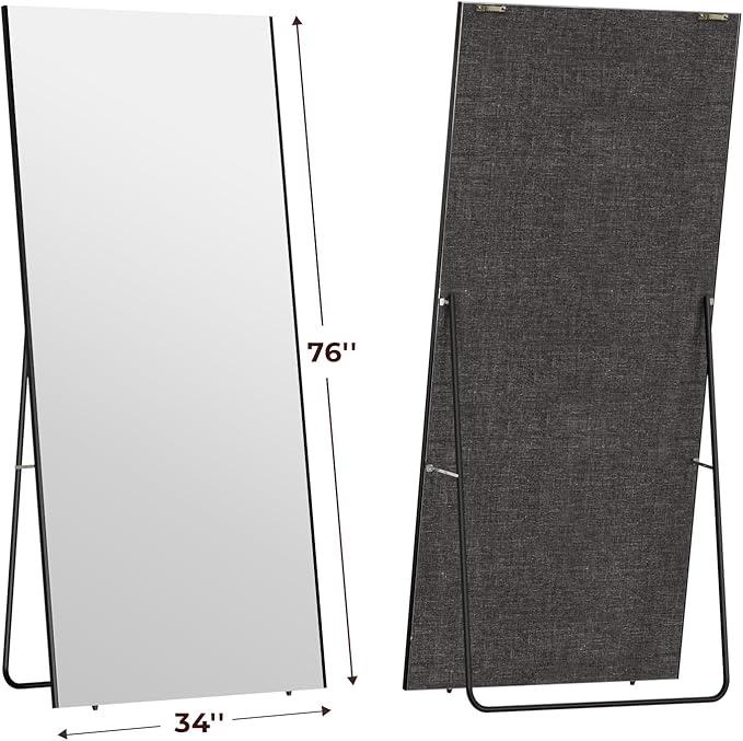 76"x34" Full Length Mirror with Stand, 3-in-1 Usage, Shatterproof Glassless Floor Mirror for Living Room Cloakroom Bedroom Kids Room Boutique Dorm Store, Child & Pet Friendly (White)