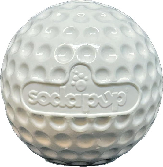 SodaPup Golf Ball – Durable Dog Treat Dispenser & Chew Toy Made in USA from Non-Toxic, Pet Safe, Food Safe Rubber Material for Mental Stimulation, Problem Chewing, Calming Nerves, & More
