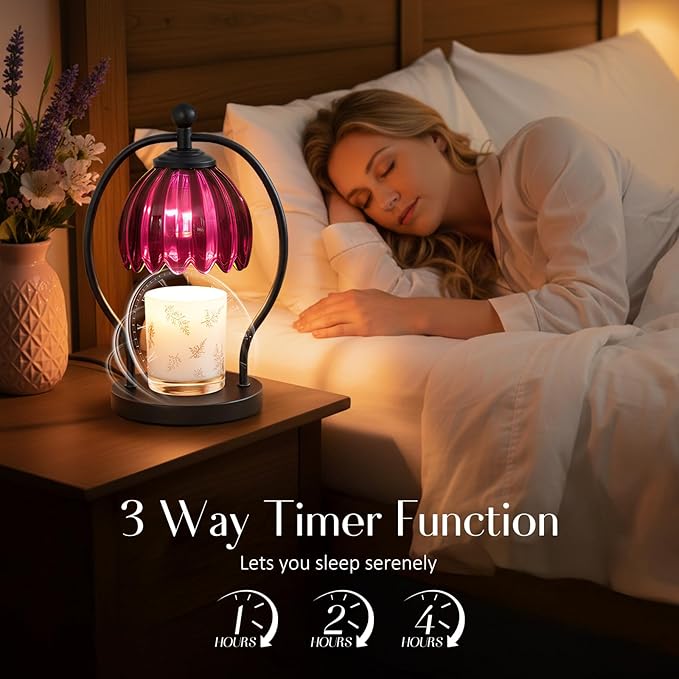 COTTHOS Candle Warmer Lamp, Dimmable Candle Warmer with Timer, Vintage Candles Wax Warmers for Jar Candles Christmas Birthday Gifts for Women Mom, Home Decor for Bedroom Living Room, Purple Black