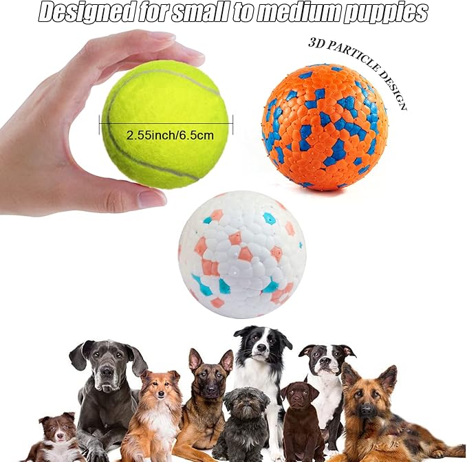 Dog Balls for Aggressive Chewers: Mini Tennis Balls for Dogs, Small Breed - Indestructible, Floating, Bouncy, Odourless, 2.5" (4 Pack)