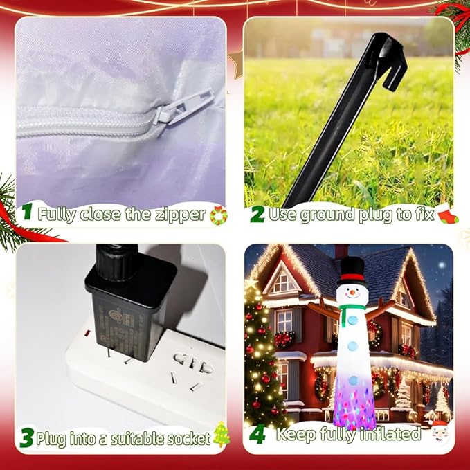 12ft Christmas Snowman Inflatable Outdoor Decoration Yard Decoration Built-in LED Lights for Christmas Holiday Party Indoor, Outdoor, Yard, and Lawn Decorations