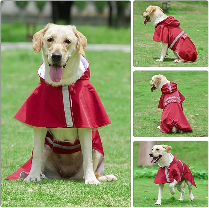 Pet Large Dog Raincoat Apparel Poncho Waterproof for Medium Large Sized for Dog Raincoat Clothes Jacket,Dog Rain Jacket (Red,4XL)