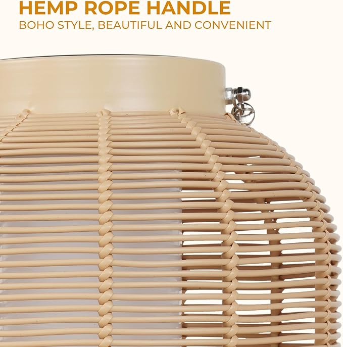 Solar Yard 1-Piece Outdoor Floor Lamp, Solar Water-Resistant Boho Lantern Lights for Outside Hanging Table Lanterns Decoration for Garden, Patio, Porch, Trees, Pathway, Cylinder Natural