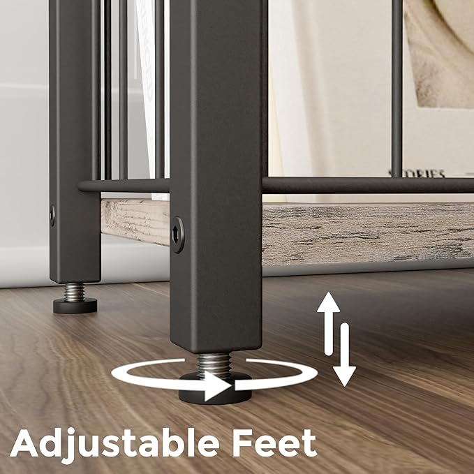 Narrow Side Table with Magazine Holder, Skinny End Table Perfect for Small Spaces, Space-Saving Design for Living Room, Bedroom, or Office, 7.1" D x 16.9" W x 23.6" H, Greige