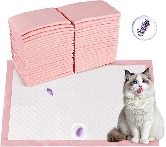 50 Count Cat Litter Pads for Tidy Cats Breeze Litter System 16.9 x 11.4 Inch Lavender Scented Cat Pad Refills Super Absorbent Quick-Dry Pee Pads for Cats（Pink）