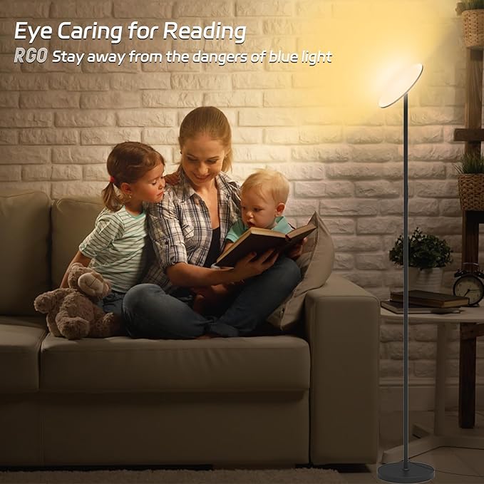 Floor Lamps for Living Room, 36W/3600LM Super Bright Standing Lamp with Remote & Touch Control, Stepless Dimming & 2700K-6500K Color Temperature, LED Floor Lamp for Bedroom Office, Black