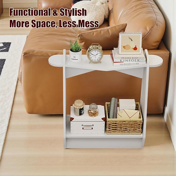 Pmnianhua Wood Console Table, 2-Tier Accent Storage Sofa Table, Wooden Farmhouse Entryway Organizer Shelf for Entrance, Hallway, Living Room, Bedroom(White)