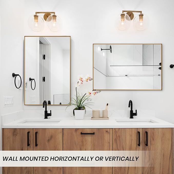 Wall Mirror 24" x 36" for Bathroom Modern Gold Deep Frame Mirror for Wall Decorative Horizontal or Vertical Wall Mounted Mirror for Bedroom Living Room Entryway Wall Decor
