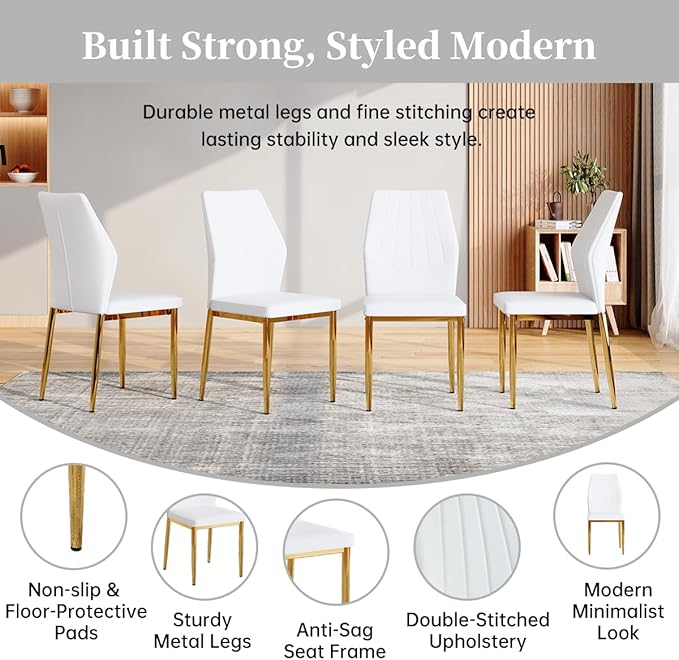 63" Modern Black Dining Table Set for 6 with Chairs, 7 Piece Rectangular Dining Room Table and 6 PU Leather Chairs, Kitchen Dining Set with Matte Wood Finish, Geometric Base, Easy Assembly