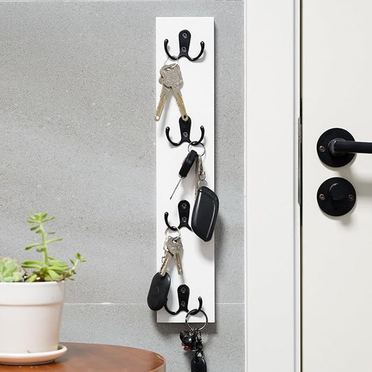 Vertical Wall-Mounted Key Holder – Stylish Entryway Hook Rack, Perfect for Narrow Spaces – Ideal Storage Solution for Keys, Scarves, Wallets, Belts, and Dog Leashes – Rustic Wood Key Hanger