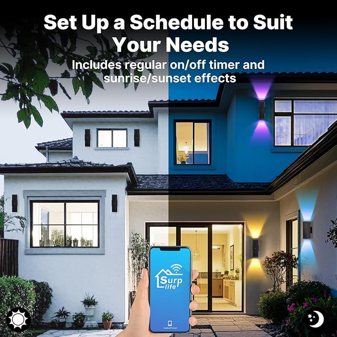 Outdoor Wall Lights 1 Pack, RGBCW Exterior Lighting Sconce,2700K-6500K Dimmable Smart Porch Lights Outdoor for House Patio Garage, Compatible with Alexa/Google Assistant, Bulb Included