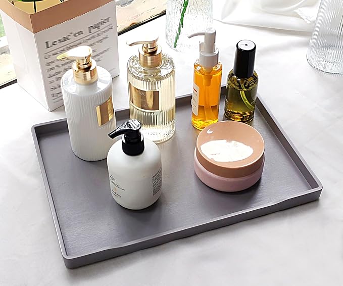 Gray Serving Tray (13.5 x 9.6 inch) for Serving Accessory, Perfect for Charcuterie, Cupcake Stand, Coffee Table Decor, Party Supplies, Bathroom Vanity & Breakfast in Bed.