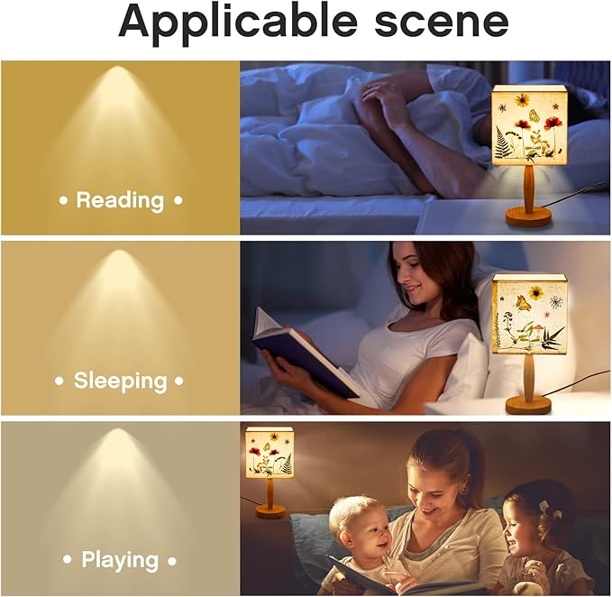 Hortsun Pressed Flower Desk Lamp Vintage Table Small Lamp Cottage Style Decor Boho Light Decorative Rustic for Bedroom, Living Room or Office, Christmas Gift for Women(Vibrant Style)