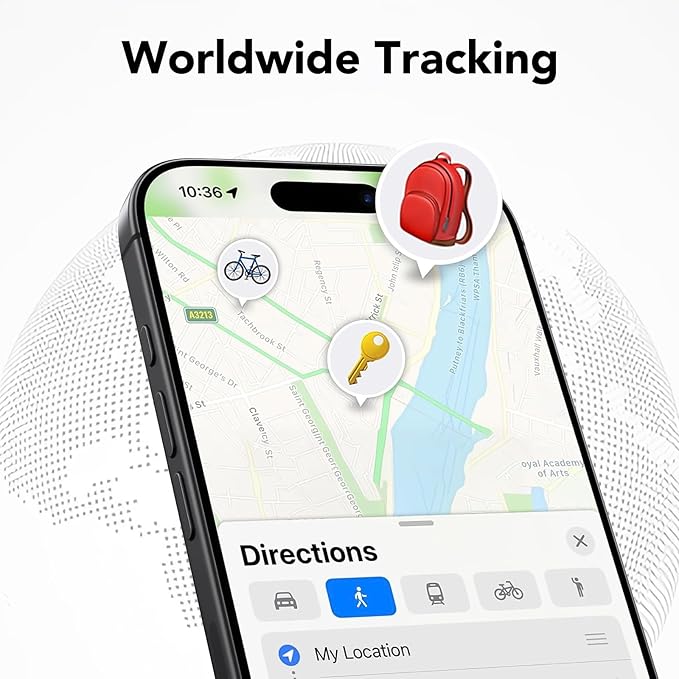Air Tracker Tags-4 Pack, Bluetooth Tracker Works with Apple Find My APP (iOS Only), Bluetooth Smart Air Tag Keys Finder and Item Locator for Keys, Bags, Luggage, Pets, Wallet, Replaceable Battery