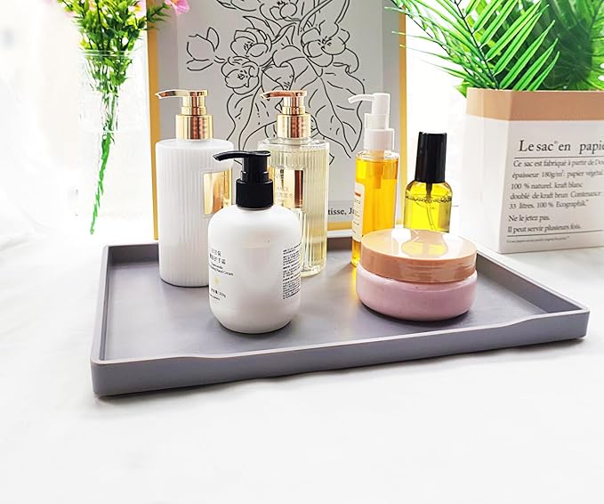 Gray Serving Tray (13.5 x 9.6 inch) for Serving Accessory, Perfect for Charcuterie, Cupcake Stand, Coffee Table Decor, Party Supplies, Bathroom Vanity & Breakfast in Bed.