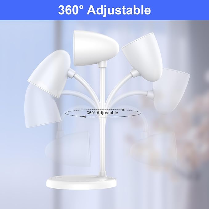 LED Desk Lamp for Home Office,3 Light Colors,Table Lamp,Dimmable Reading Light for Bedside Small Desk Lamp for College Dorm Room,Bedroom Desk Light,White
