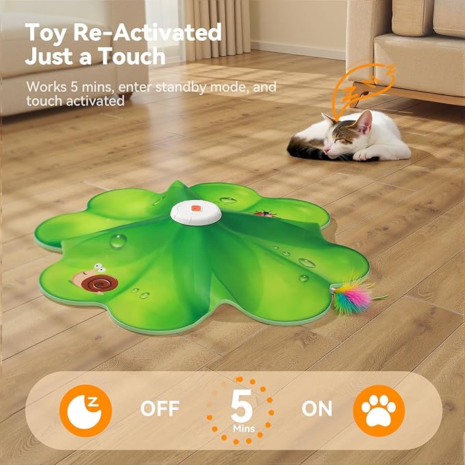 Rechargeable Cat Toys, 2 in 1 Hide and Seek Game Interactive Cat Toy, Movable LED Red Dot, Moving Concealed Feathers, Durable Exercise Toys for Indoor Cats, Bored Adult Cats Wand Toy