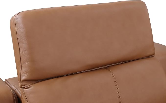 Blackjack Furniture Venice Top Grain Italian Leather Power Recliner Chair with Adjustable Headrest Modern Luxury Seating for Living Room Lounge, Cognac