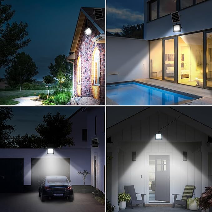 Solar Lights Outdoor:High Lumen LED Security Lights Waterproof IP66,Remote Control Auto Sensor Emergency Street Light Dusk To Dawn, 200W Spotlight, Exterior Lighting for Outside, Yard, Wall, Garage
