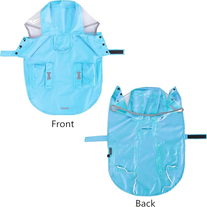 Dog Raincoat Waterproof Rain Poncho with Hoodie, High Reflective Adjustable Pet Rain Jacket with Leash Hole for Small Medium and Large Dogs (Blue, XX-Large)