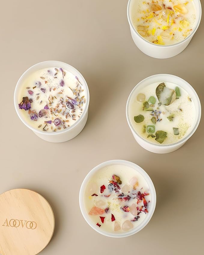 AOOVOO Rose/Vanilla/Eucalyptus/Lavender Scented Candles for Women - Aromatherapy Candle with Crystals Inside, 40oz Soy Candles for Home Scented, Birthday Gifts Christmas Candle for Women Mom