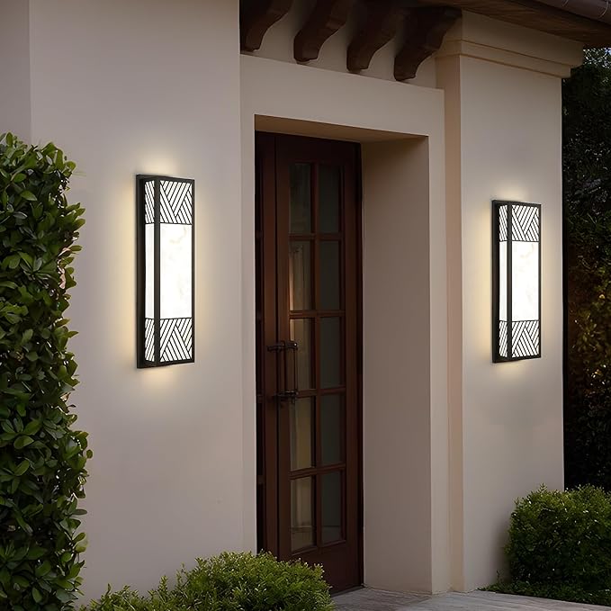LED 26W Outdoor Wall Sconce,24.8in Black Modern Exterior Light Fixture with Resin Shade,IP65 Waterproof Porch Lighting Brightens to Garage,Front Door,Patio