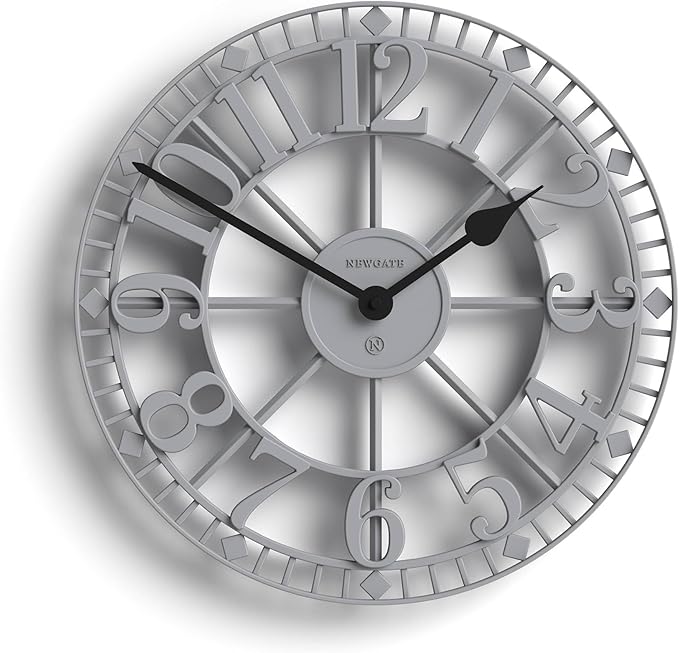 NEWGATE® Warehouse Wall Clock | Skeleton Clock | 16 inch | Clockwork Gray with Black Hands | Contemporary Vintage Style for Kitchen, Living Room or Office