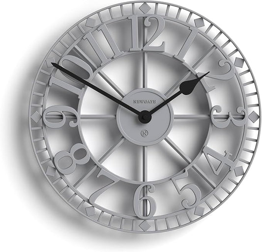 NEWGATE® Warehouse Wall Clock | Skeleton Clock | 16 inch | Clockwork Gray with Black Hands | Contemporary Vintage Style for Kitchen, Living Room or Office