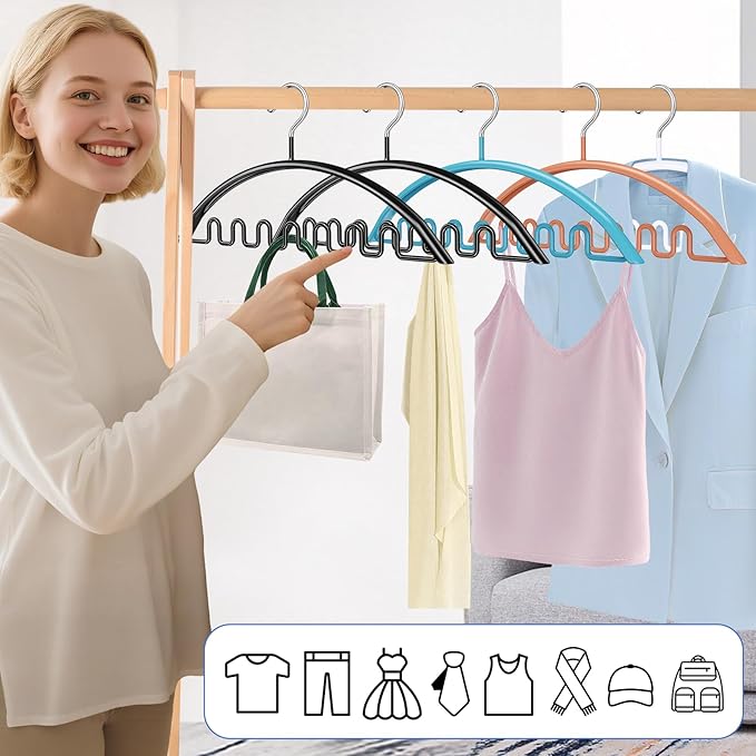 Clothes Hangers 12 Pack, Sweater Hangers No Shoulder Bump Metal Non Slip Heavy Duty Coat Hangers for Closet Organizers and Storage Space Saving Shirt Hanger for Suits Dresses Jackets Bra Shirt White