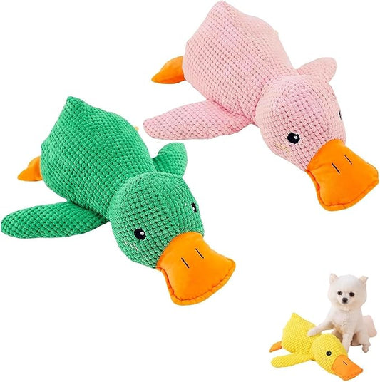 2024 New Calming Duck Dog Toy, Emotional Support, Yellow, Plush, Interactive for Boredom, Dog Companion, Large 17.7*15in