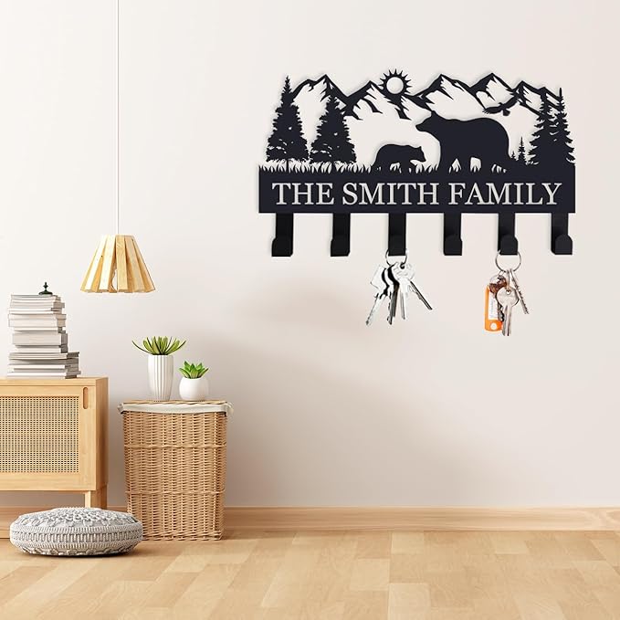 Personalized Key Holder Wall Mount, Customized Key Holder for Wall, Custom Keys Holder on Wall, Personalized Wall Mounted Key Holder Hooks Organizer Rack, Custom Key Rack