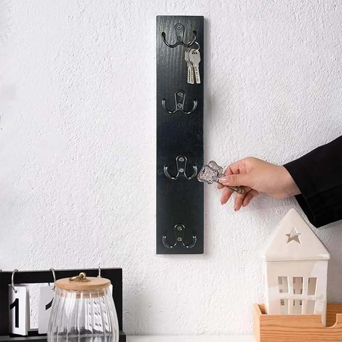 Vertical Key Holder Wall Mount - Stylish Home Decor for Entryway, Space-Saving Hook Rack & Organizer for Keys, Wallets, and More - Ideal for Small Spaces & Versatile Storage Solutions