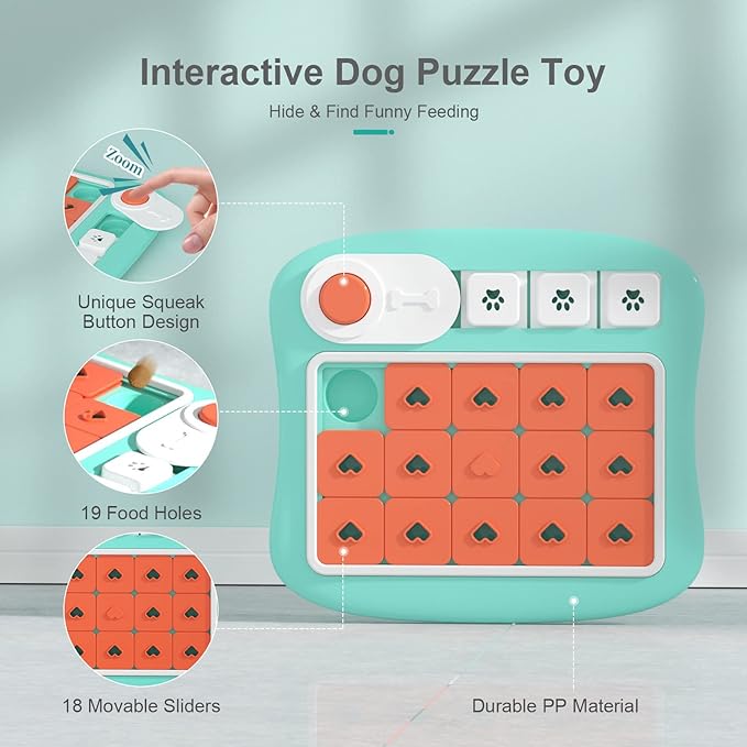 Dog Puzzle Toys,Interactive Treat Puzzle Dog Toy for IQ Training & Mental Stimulating,Treat Puzzle Dispensing with Squeaky Design for Large Medium Small Smart Dogs