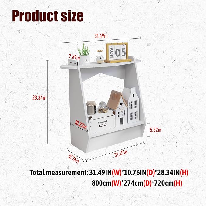 Pmnianhua Wood Console Table, 2-Tier Accent Storage Sofa Table, Wooden Farmhouse Entryway Organizer Shelf for Entrance, Hallway, Living Room, Bedroom(White)