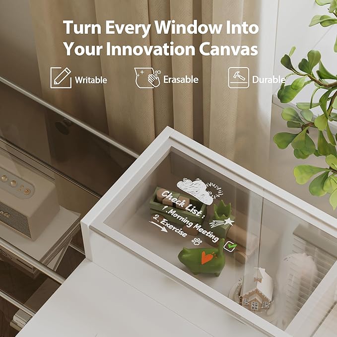 Agilestic Glass Standing Desk with Storage, 48 Inch Electric Adjustable Desk with Glass Shelf, Sit Stand Up Home Office Computer Table, Splice Board, White