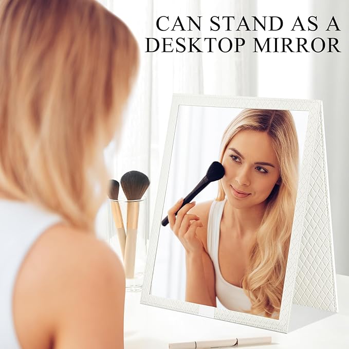 Foldable Travel Portable Full Length Mirror, Dance Bag Hanging Mirror, Full Body Mirror for Dance, Camping, Travel, Dance Competition Must Haves Backstage Folding Hanging Mirror (White, 33*13 Inch)