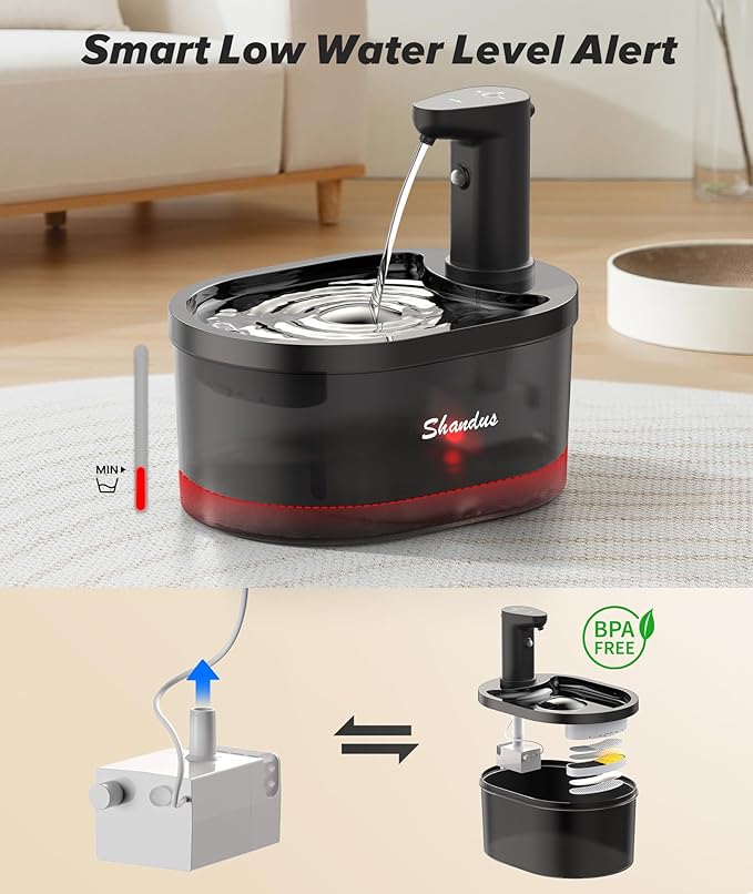 Wireless Cat Water Fountain Cordless, Automatic Pet Water Fountain 5000mAh Battery, 101oz/3L Large Cat Fountains for Drinking Ultra Silent Rechargeable Water Fountains for Cats and Dogs