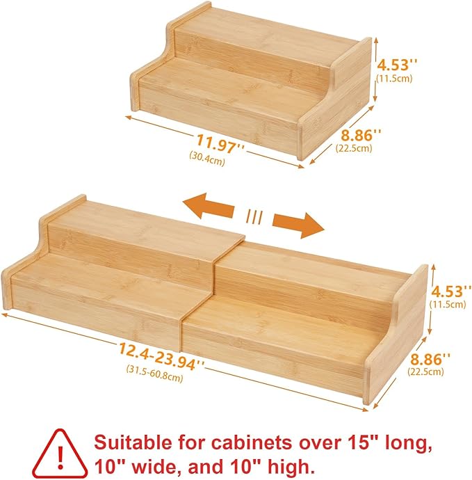 2-Tier Expandable Coffee Mug Holder, Mug Organizer for Kitchen Cabinets, Bamboo Mug Cup Rack, Multi-Functional Cup Holder Shelf, Coffee Bar Organizer, Home